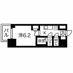 名古屋市営鶴舞線 浅間町駅 徒歩8分の賃貸マンション 14階1Kの間取り