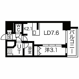 名古屋市営鶴舞線 浅間町駅 徒歩8分の賃貸マンション 15階1LDKの間取り