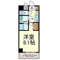 名古屋市営名城線 平安通駅 徒歩3分の賃貸マンション 2階1Kの間取り