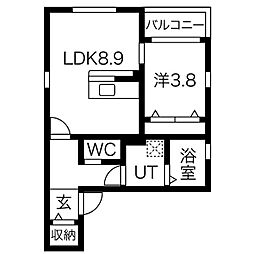 名古屋市営名城線 黒川駅 徒歩9分の賃貸アパート 2階1LDKの間取り