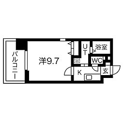 名古屋市営名港線 六番町駅 徒歩6分の賃貸マンション 7階1Kの間取り