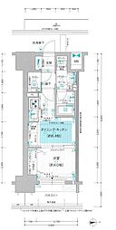 名古屋市営東山線 亀島駅 徒歩4分の賃貸マンション 14階1DKの間取り