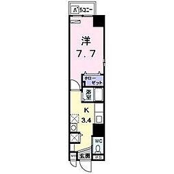 名古屋市営鶴舞線 丸の内駅 徒歩5分の賃貸マンション 5階1Kの間取り