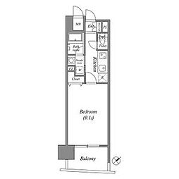 名古屋市営鶴舞線 鶴舞駅 徒歩9分の賃貸マンション 2階1Kの間取り