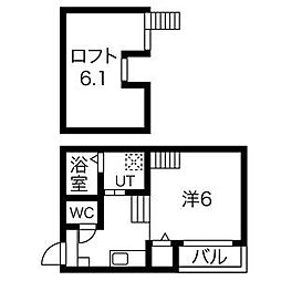 名鉄瀬戸線 清水駅 徒歩7分の賃貸アパート 2階1Kの間取り