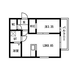 近鉄名古屋線 黄金駅 徒歩4分の賃貸アパート 3階1LDKの間取り