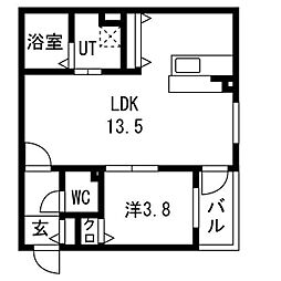 名古屋市営東山線 本陣駅 徒歩7分の賃貸アパート 1階1LDKの間取り