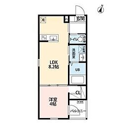 近鉄名古屋線 近鉄八田駅 徒歩6分の賃貸アパート 1階1LDKの間取り
