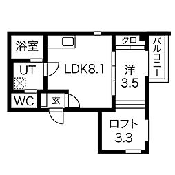 名古屋市営桜通線 太閤通駅 徒歩6分の賃貸アパート 2階1LDKの間取り