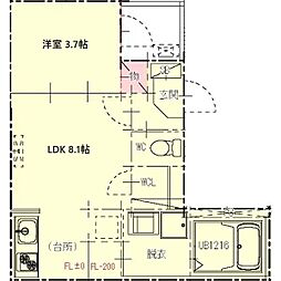 名古屋市営東山線 本陣駅 徒歩5分の賃貸アパート 3階1LDKの間取り