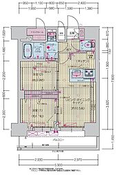 名古屋市営鶴舞線 上前津駅 徒歩4分の賃貸マンション 15階2LDKの間取り