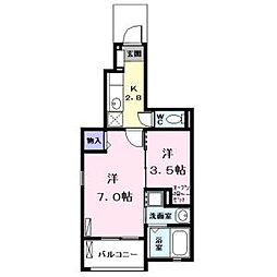 名古屋市営名港線 六番町駅 徒歩5分の賃貸アパート 1階2Kの間取り