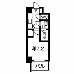 名古屋市営東山線 亀島駅 徒歩5分の賃貸マンション 2階1Kの間取り