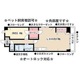名古屋市営鶴舞線 浅間町駅 徒歩4分の賃貸マンション 2階1LDKの間取り
