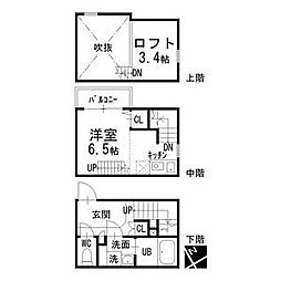 名古屋市営東山線 新栄町駅 徒歩7分の賃貸アパート 2階1Kの間取り