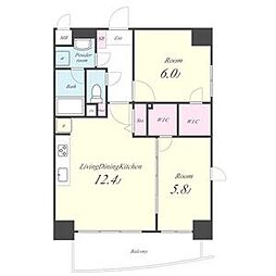 名古屋市営鶴舞線 鶴舞駅 徒歩10分の賃貸マンション 7階2LDKの間取り