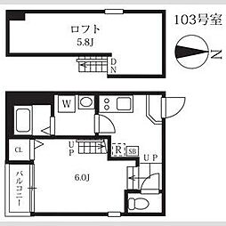 名鉄瀬戸線 森下駅 徒歩10分の賃貸アパート 1階1Kの間取り