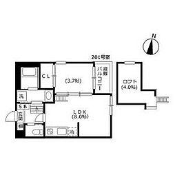 名古屋市営名城線 熱田神宮西駅 徒歩3分の賃貸アパート 2階1SLDKの間取り
