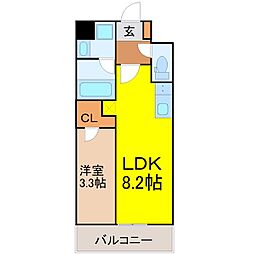 近鉄名古屋線 烏森駅 徒歩6分の賃貸マンション 3階1LDKの間取り
