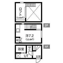 JR東海道本線 尾頭橋駅 徒歩9分の賃貸アパート 2階1Kの間取り