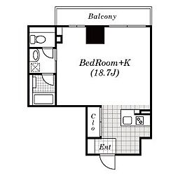 名古屋市営名城線 東別院駅 徒歩10分の賃貸マンション 7階ワンルームの間取り