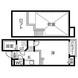 名古屋市営鶴舞線 庄内通駅 徒歩5分の賃貸アパート 2階1SKの間取り