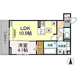 名古屋市営鶴舞線 庄内通駅 徒歩4分の賃貸アパート 1階1LDKの間取り
