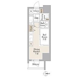 名古屋市営鶴舞線 庄内通駅 徒歩1分の賃貸マンション 13階1DKの間取り