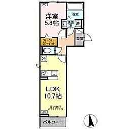 名古屋市営鶴舞線 庄内通駅 徒歩6分の賃貸アパート 2階1LDKの間取り