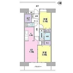 名古屋市営鶴舞線 浄心駅 徒歩8分の賃貸マンション 4階2SLDKの間取り