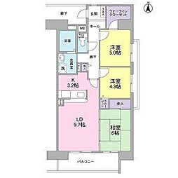 名古屋市営鶴舞線 浄心駅 徒歩8分の賃貸マンション 9階3LDKの間取り