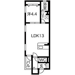 名古屋市営上飯田線 上飯田駅 徒歩4分の賃貸アパート 2階1LDKの間取り