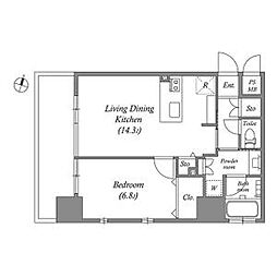 名古屋市営名城線 矢場町駅 徒歩9分の賃貸マンション 11階1LDKの間取り