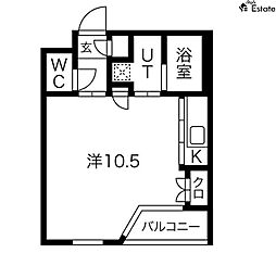 名古屋市営東山線 本陣駅 徒歩10分の賃貸マンション 4階1Kの間取り