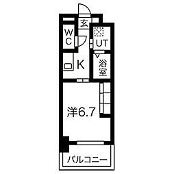 名古屋市営名城線 熱田神宮伝馬町駅 徒歩2分の賃貸マンション 6階1Kの間取り