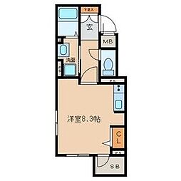 名古屋市営名港線 東海通駅 徒歩10分の賃貸マンション 2階ワンルームの間取り