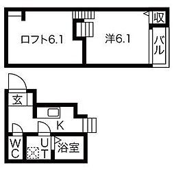 LUNA FORZA神宮西 2階1SKの間取り