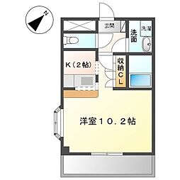 名鉄犬山線 下小田井駅 徒歩13分の賃貸マンション 2階1Kの間取り