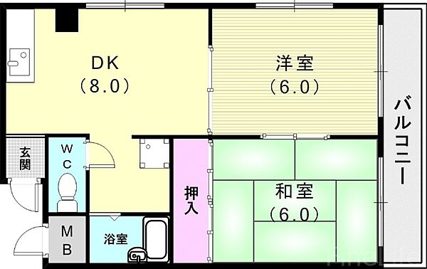 プラスパラス・ヒラノ ｜兵庫県神戸市垂水区西舞子2丁目(賃貸マンション2DK・3階・43.92㎡)の写真 その2