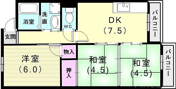 霞ヶ丘レジデンス ｜兵庫県神戸市垂水区霞ケ丘5丁目(賃貸マンション3DK・3階・52.57㎡)の写真 その2