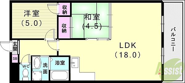 サンマリン舞子 ｜兵庫県神戸市垂水区西舞子2丁目(賃貸マンション2LDK・5階・55.62㎡)の写真 その2