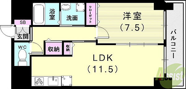 西舞子壱番館 ｜兵庫県神戸市垂水区西舞子7丁目(賃貸マンション1LDK・1階・44.12㎡)の写真 その2