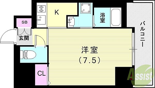 MJC神戸ブレイヴ ｜兵庫県神戸市兵庫区三川口町2丁目(賃貸マンション1K・4階・24.53㎡)の写真 その2