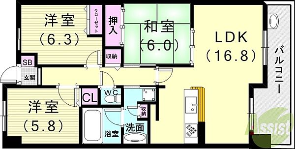 ウインヒルズジェームス山 ｜兵庫県神戸市垂水区青山台8丁目(賃貸マンション3LDK・7階・76.59㎡)の写真 その2