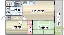 ブルーシャイン桃山 2LDKの間取図画像