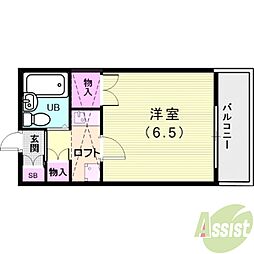 セトウル福田 1Kの間取図画像