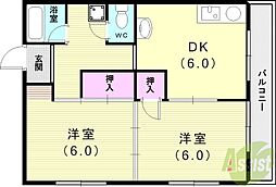 グリーンマンション 2DKの間取図画像