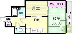 サンシャイン中道 2DKの間取図画像