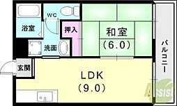 浜第1マンション 1LDKの間取図画像