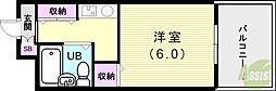 キャッスルコート2 1Kの間取図画像